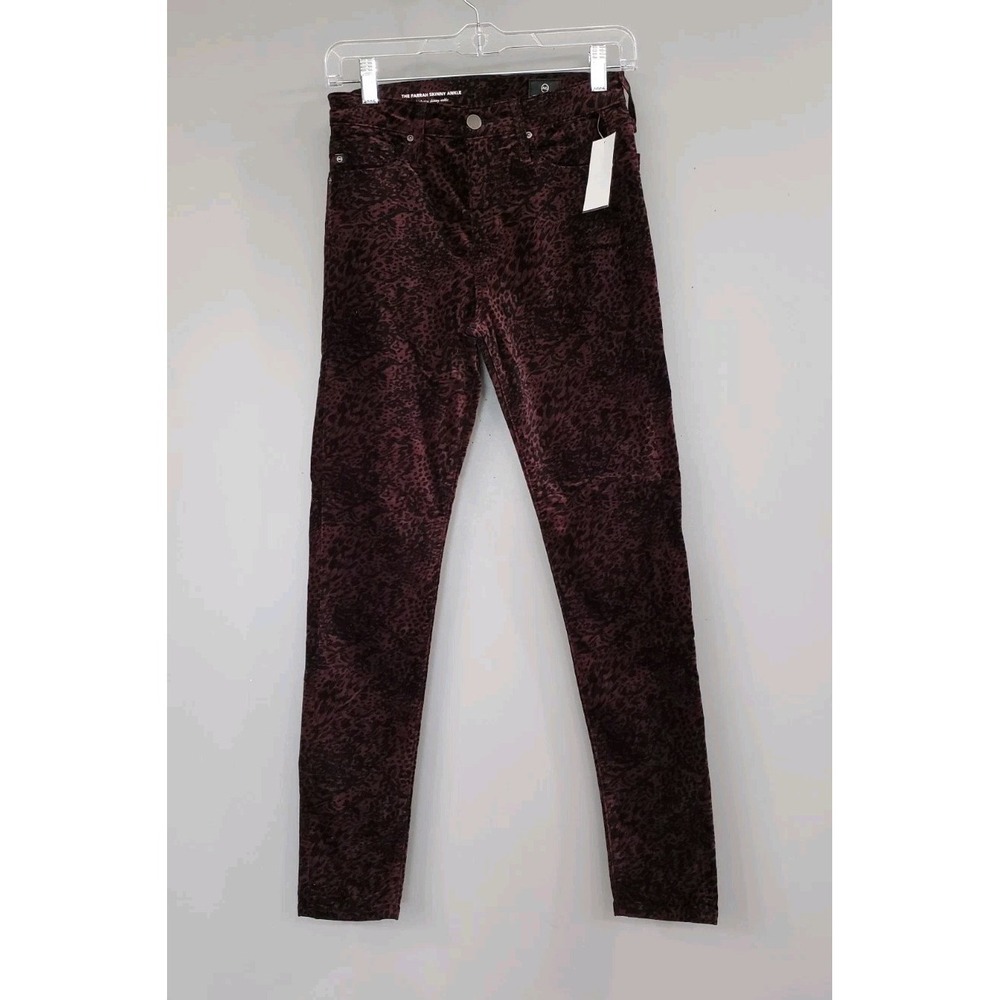 AG Adriano Goldschmied The Farrah High Rise Skinny Ankle Jeans Leopard Velvet 26
